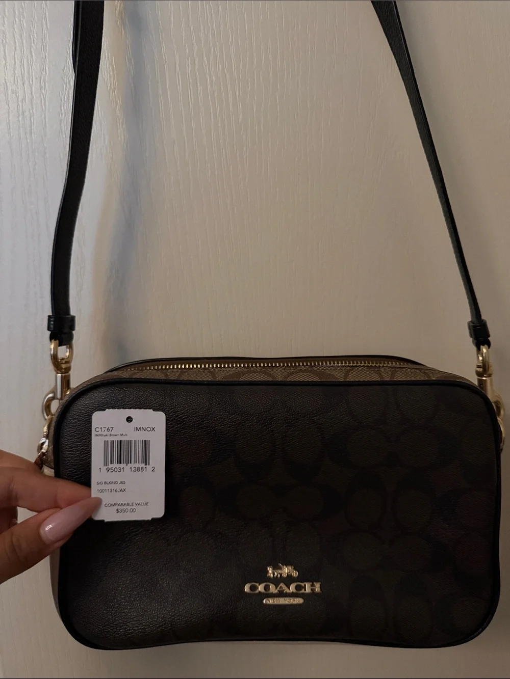 Coach Signature Crossbody Bag in Brown and Cream - Picture 2 of 11